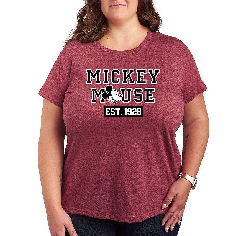 Disney's Mickey Mouse Plus Est. 1928 Graphic Tee, Women's, Size: 3XL, Grey Wine Product Image