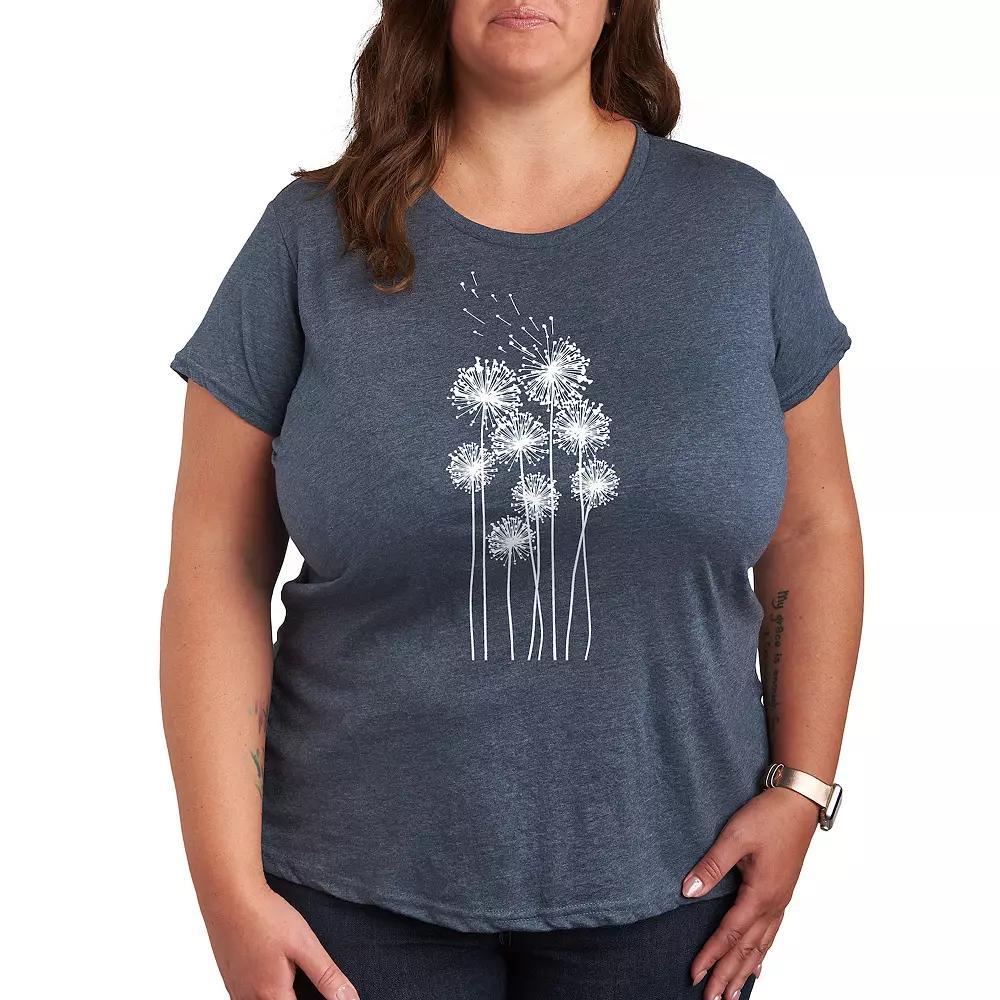 Plus Tall Dandelions Graphic Tee, Women's, Size: 2XL, Grey Blue Product Image