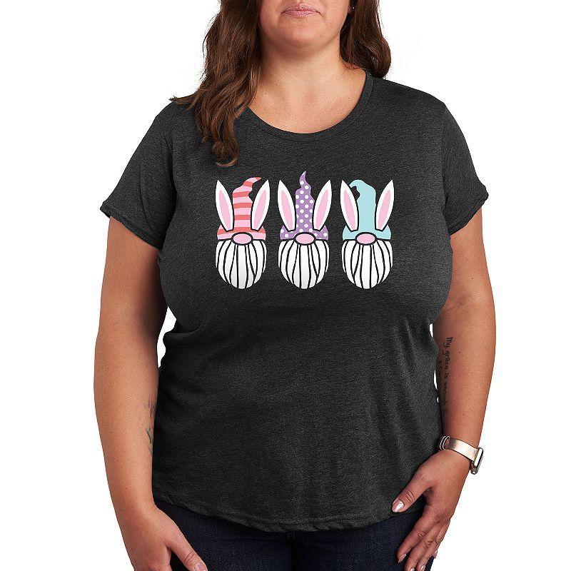 Plus Size Easter Gnome Faces Graphic Tee, Women's, Size: 3XL, Heather Grey Product Image