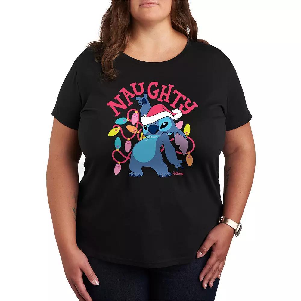 Disney's Lilo and Stitch Plus Size Naughty List Graphic Tee, Women's, Size: 2XL, Black Product Image