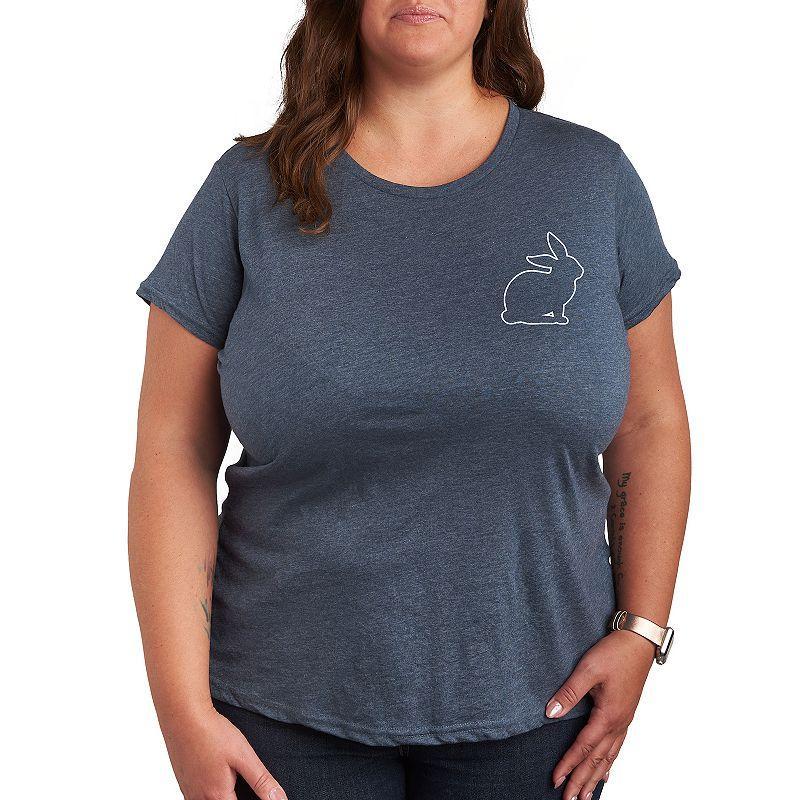 Plus Size Bunny Outline Graphic Tee, Womens Grey Blue Product Image