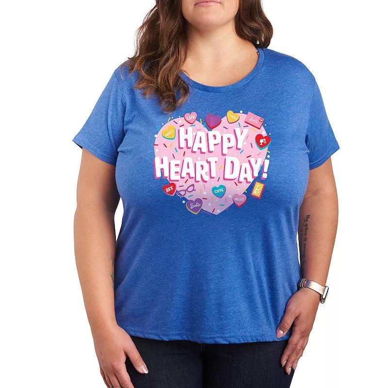 Plus Size Barbie Happy Heart Day Graphic Tee, Women's, Size: 3XL, Grey Blue Product Image