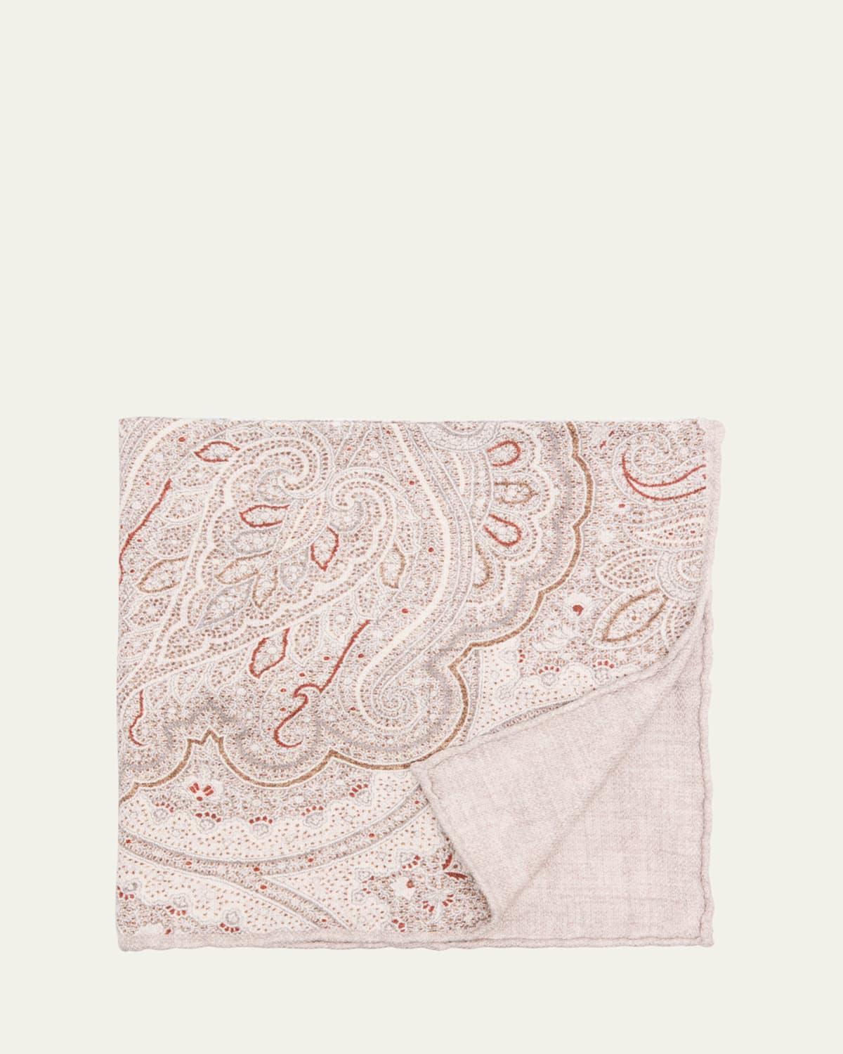 Men's Silk Paisley-Print Pocket Square Product Image