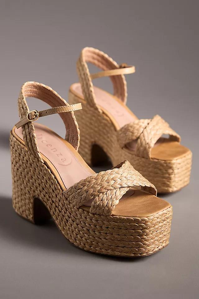 Vicenza Cross-Strap Raffia Platform Sandals Product Image