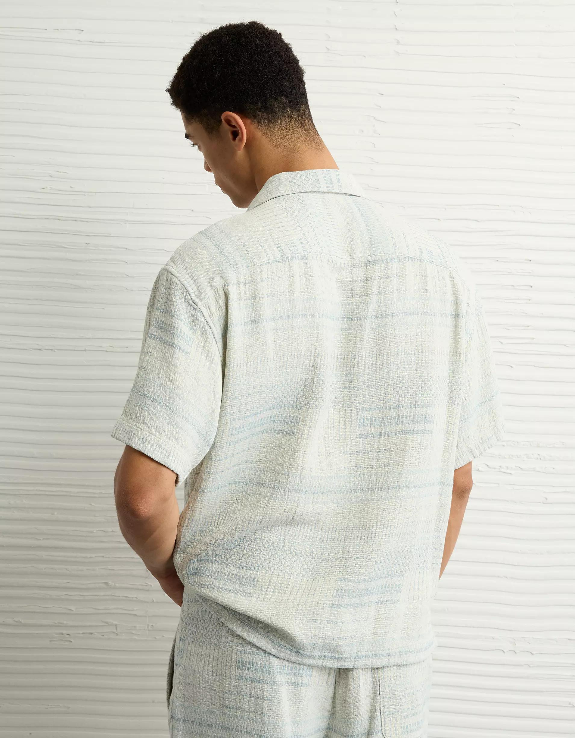 AE Poolside Textured Striped Button-Up Shirt Product Image