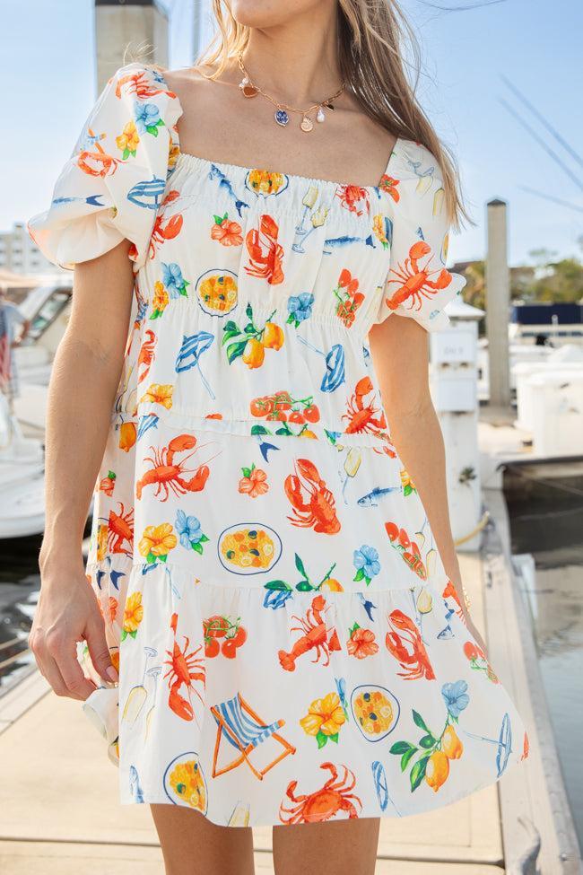 Everything I Love White Multi Icon Print Mini Dress FINAL SALE Product Image