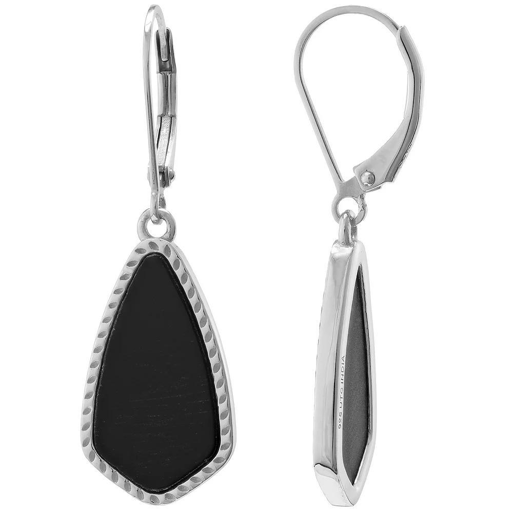 Gemistry Sterling Silver Black Onyx Oval Drop Earrings, Women's Product Image