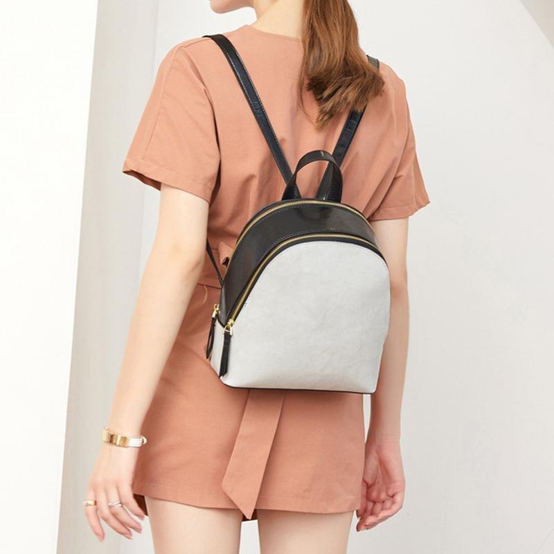 TAMIA Cowhide Leather Backpack ~ Black Product Image