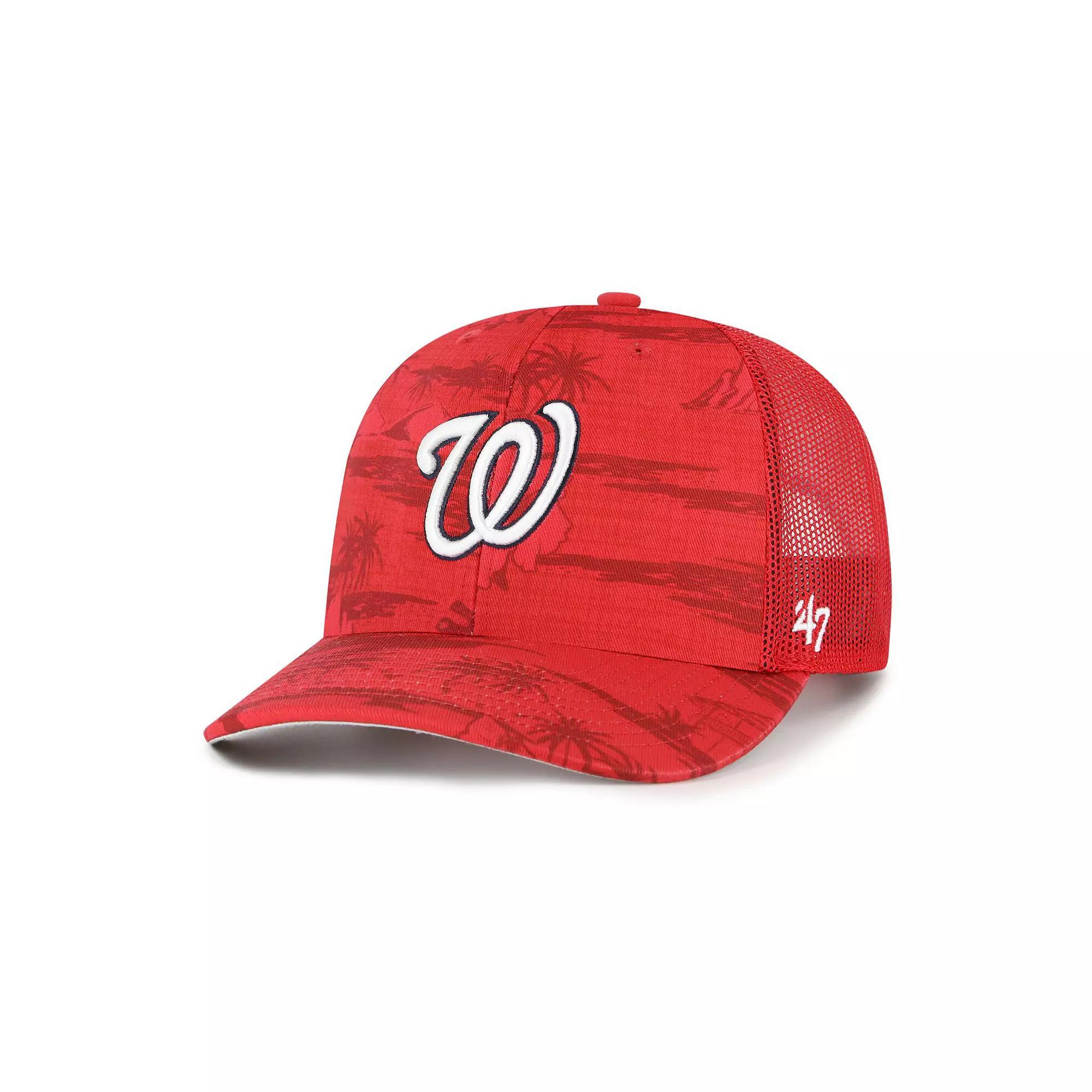 Men's '47 Red Washington Nationals Fiji Trucker Adjustable Hat Product Image