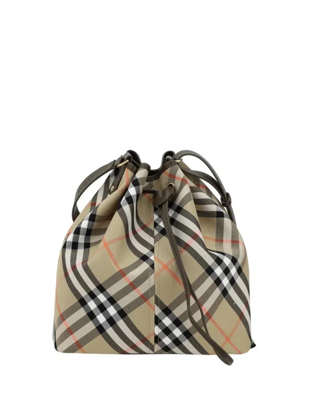 BURBERRY Checkered Bucket Bag With Removable Strap In Multicolour Product Image