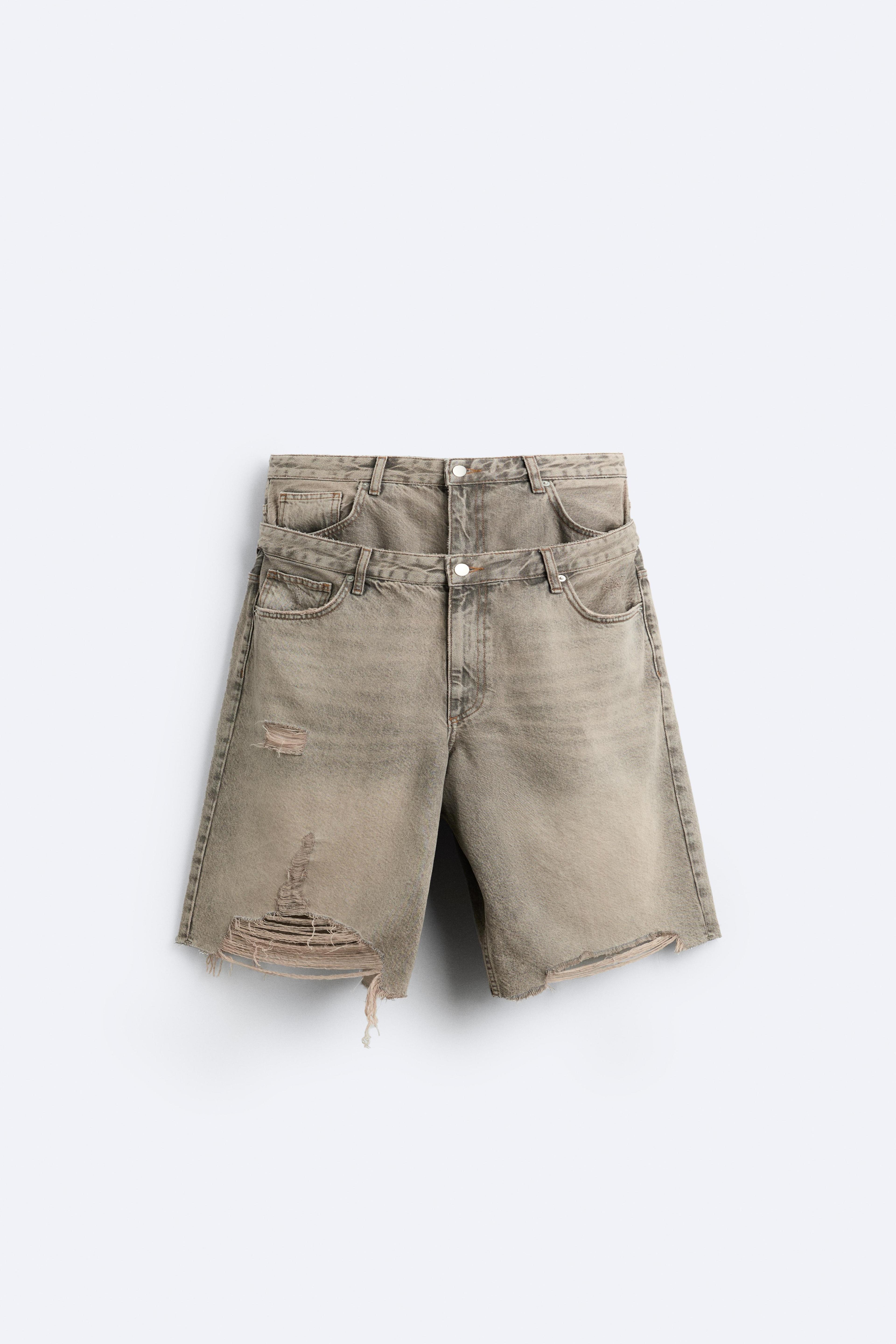 DOUBLE WAISTBAND DENIM SHORTS Product Image