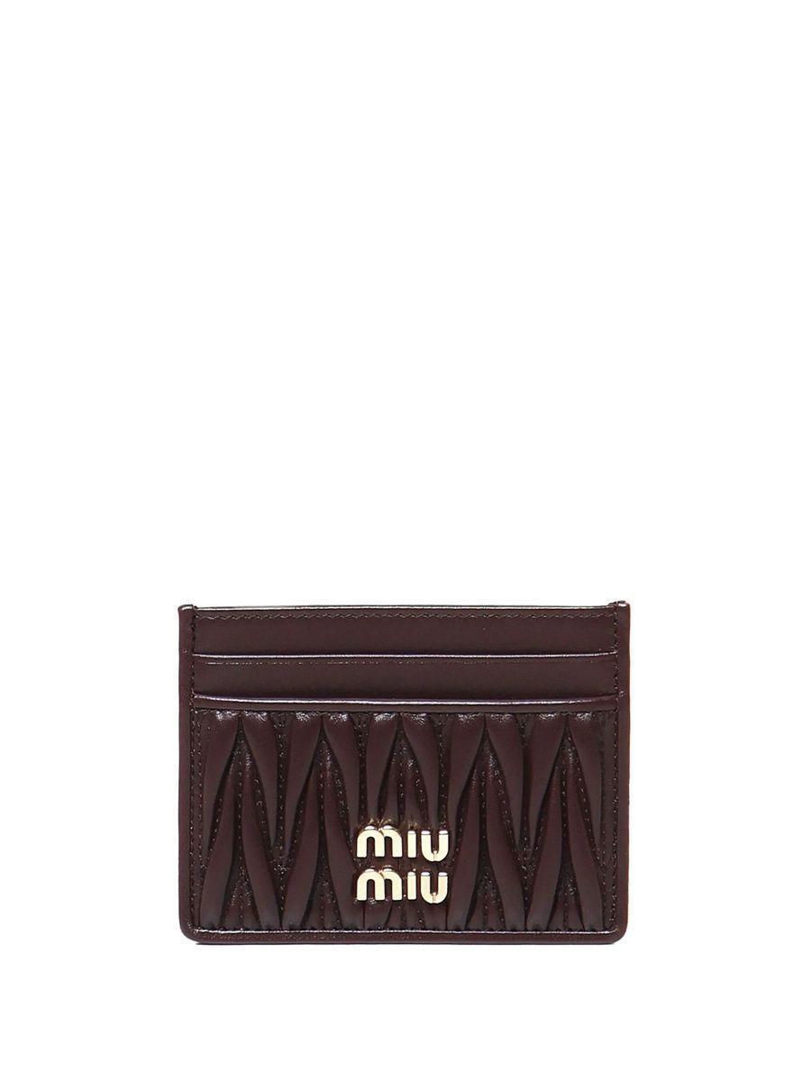 MIU MIU Matelassé Leather Card Holder In Radica Product Image