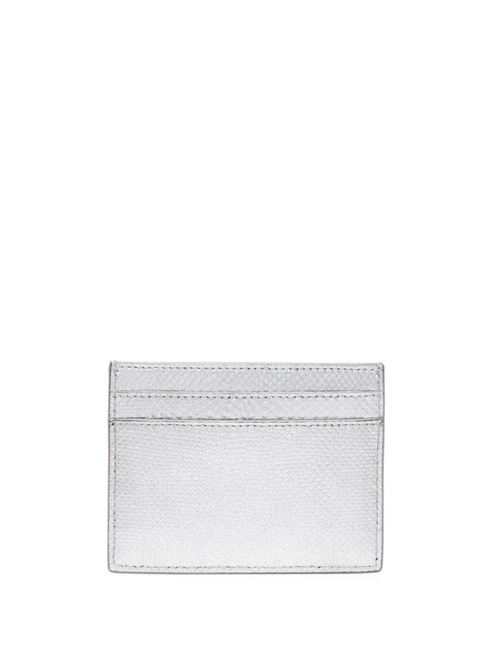 SAINT LAURENT Metallic Embossed-logo Cardholder In Silber Product Image