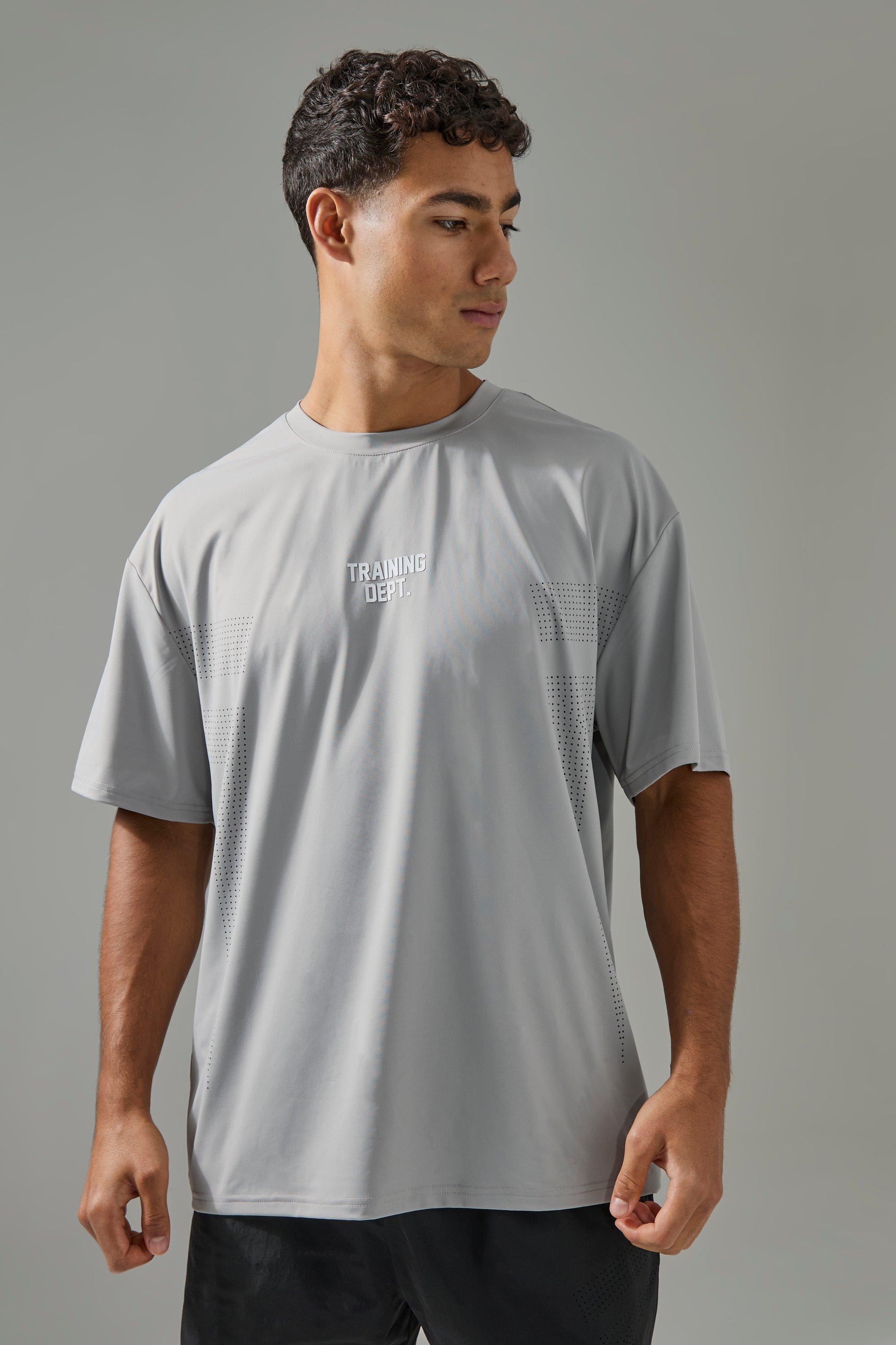 Man Active Training Dept Perforated Performance Oversized T-shirt | boohooMAN USA Product Image