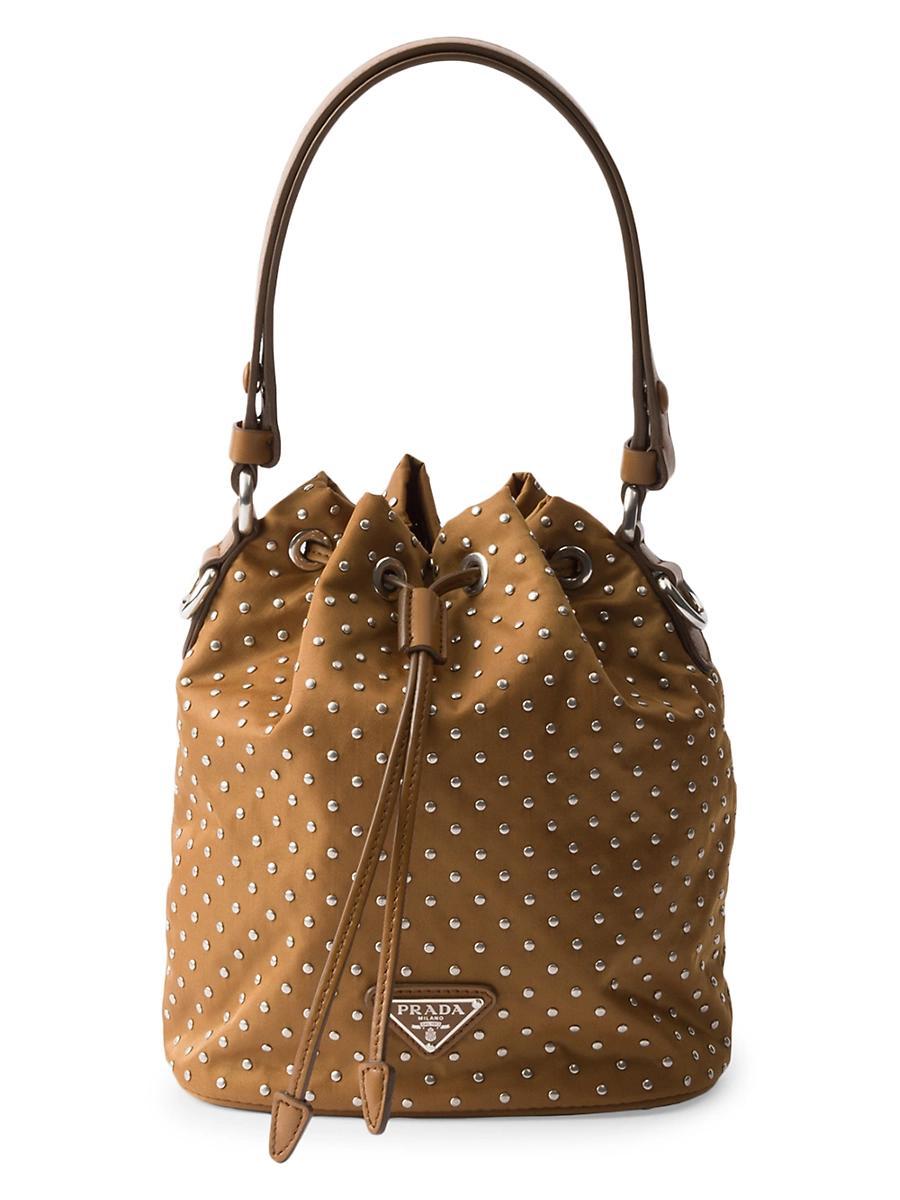 Womens Re-Nylon Mini Bucket Bag with Studs Product Image