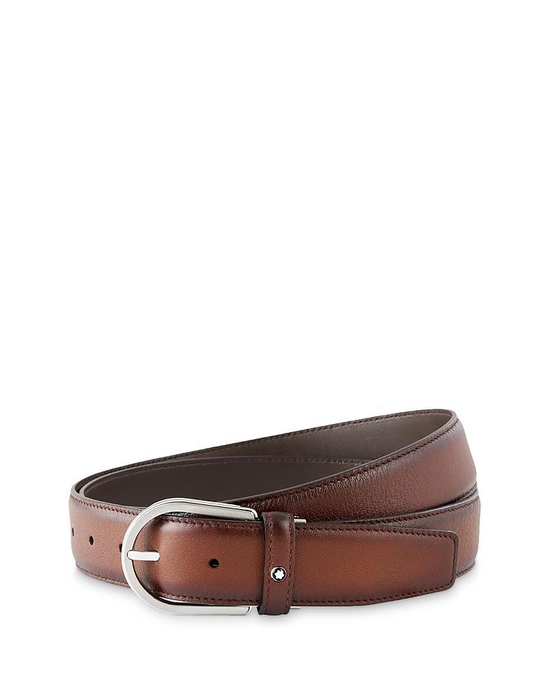 Mens Horseshoe Cut-to-Size Leather Buckle Belt Product Image