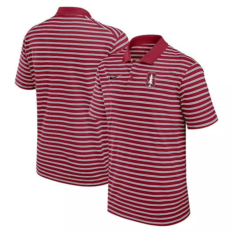 Men's Nike Cardinal/White Stanford Cardinal Primetime Victory Striped Performance Polo, Size: Medium, Red Product Image