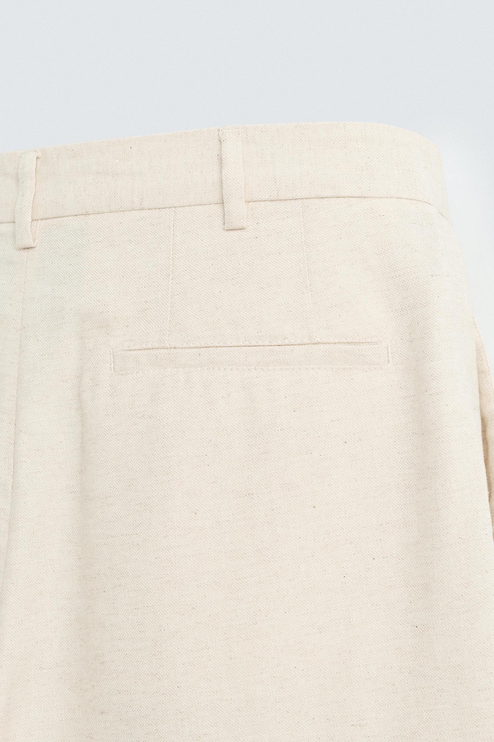 COTTON - LINEN PLEATED PANTS Product Image