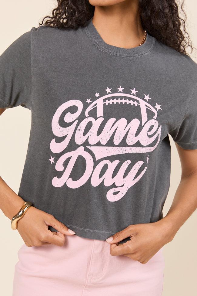 Game Day Script Dark Grey Boxy Graphic Tee Product Image