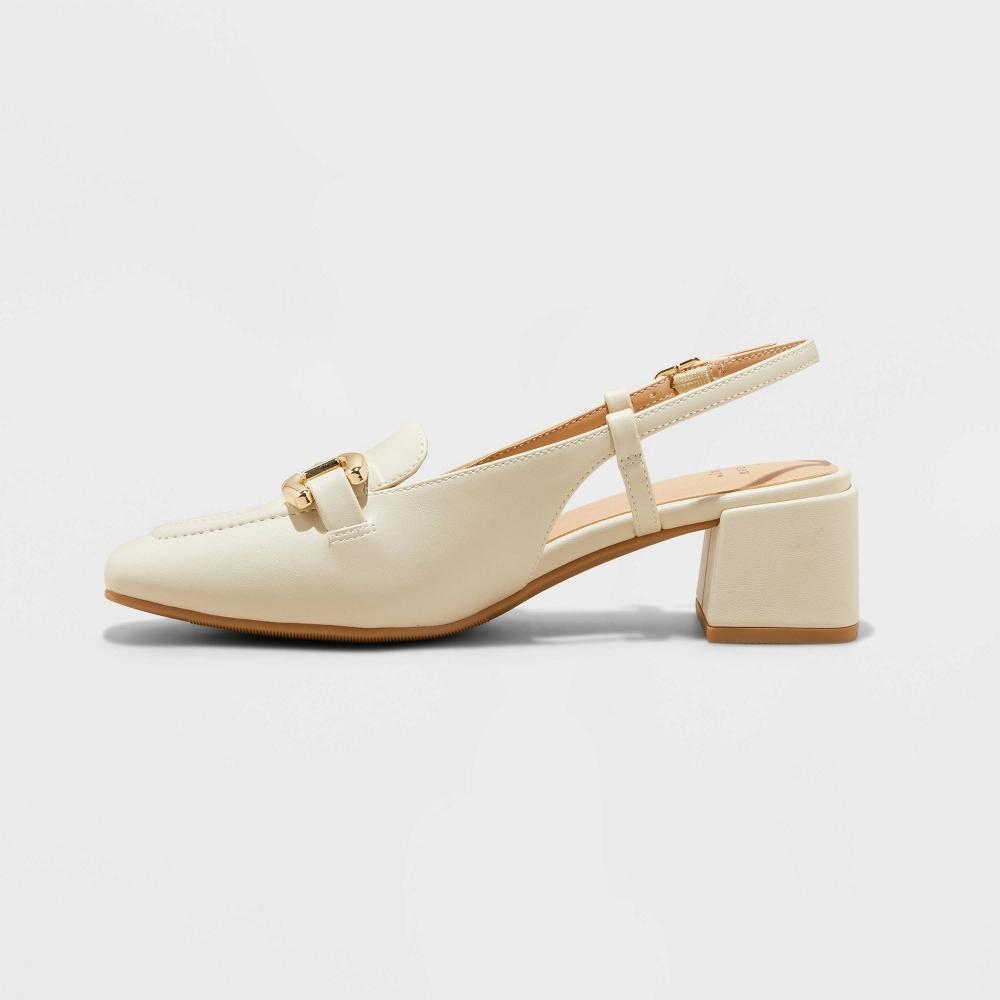 Womens Justina Slingback Heels with Memory Foam Insole - A New Day Cream 9.5 Product Image