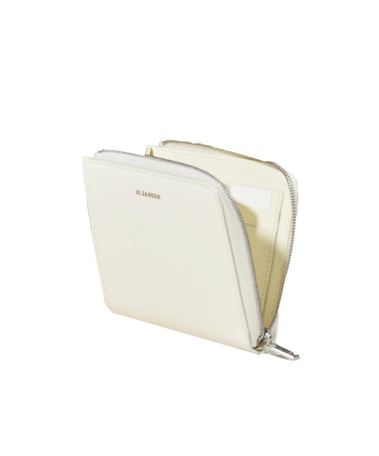 JIL SANDER Logo Embossed Zipped Cardholder In White Product Image