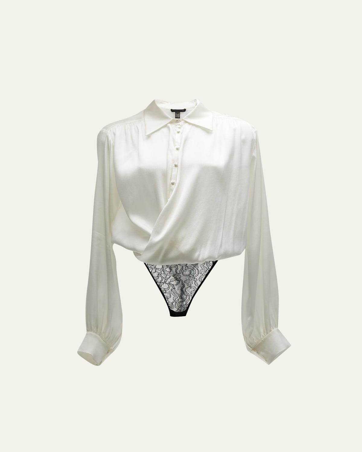 Kiki De Montparnasse Crossover Thong Bodysuit Ivory S Product Image