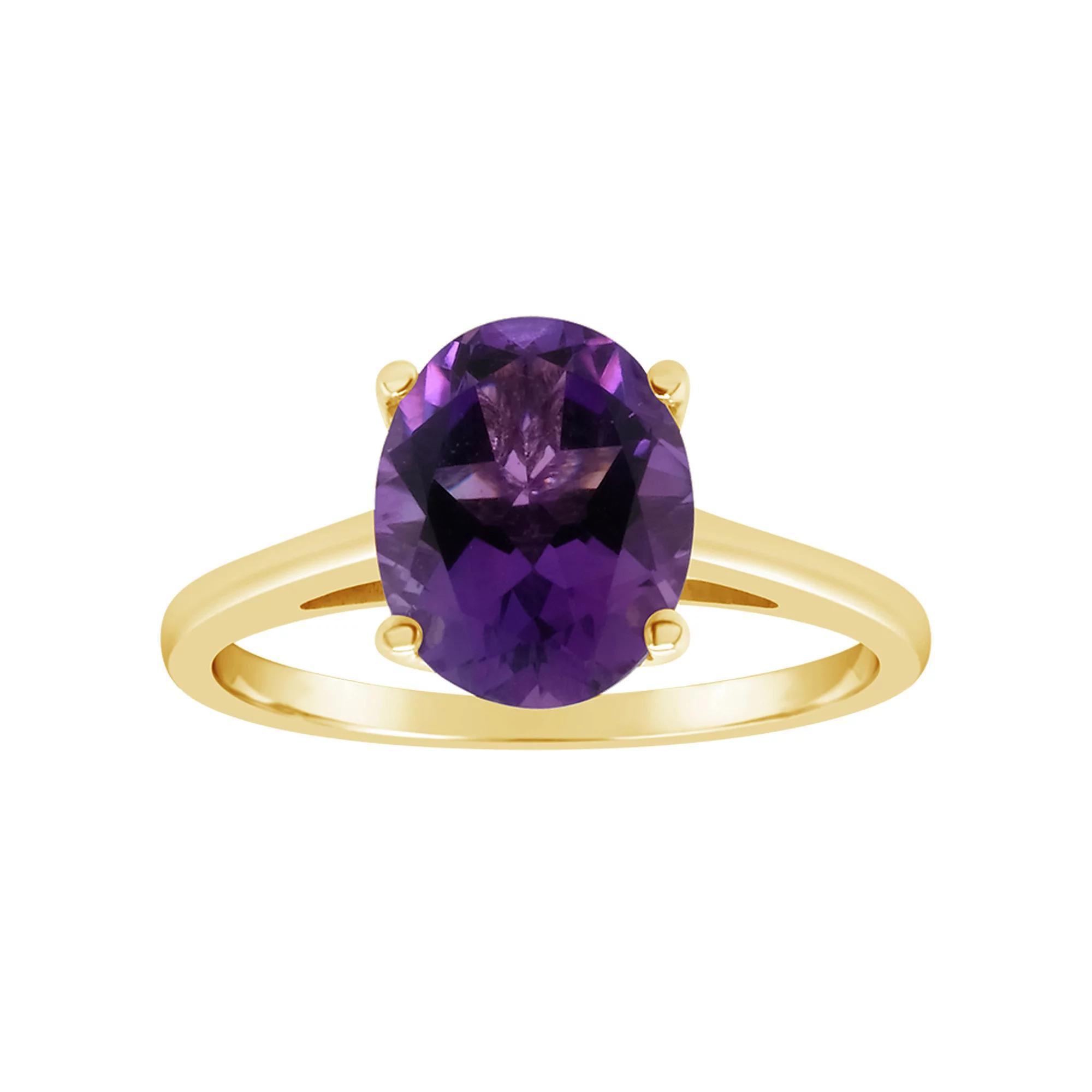 Alyson Layne 14k Gold Oval Amethyst Solitaire Ring, Women's, Size: 9 Product Image