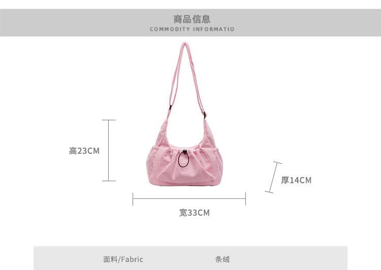 Plain Drawstring Corduroy Crossbody Bag Product Image