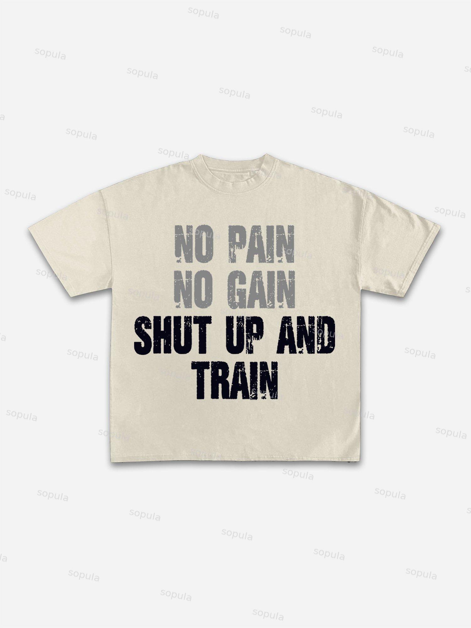 No Pain No Gain Gym T-shirt Graphic Cotton T-shirt Product Image