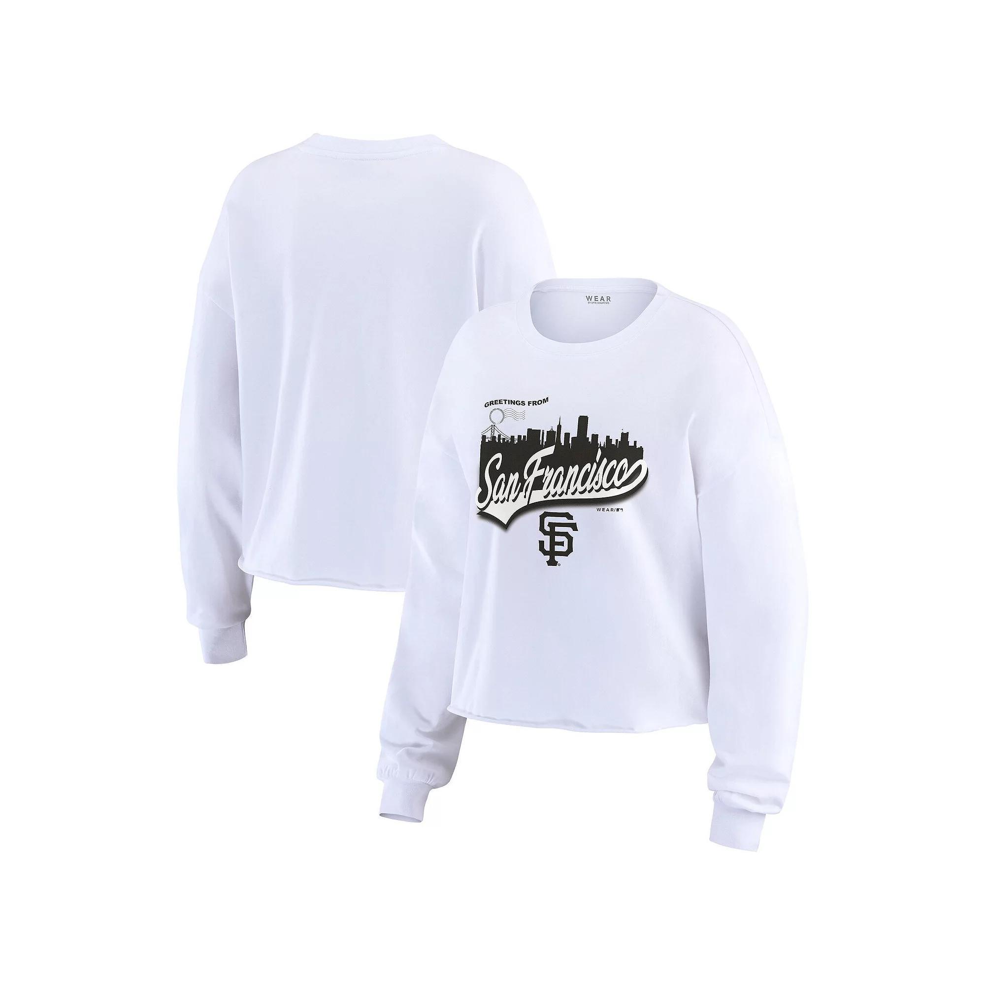 Women's WEAR by Erin Andrews White San Francisco Giants Domestic Postcard Long Sleeve T-Shirt, Size: Medium Product Image