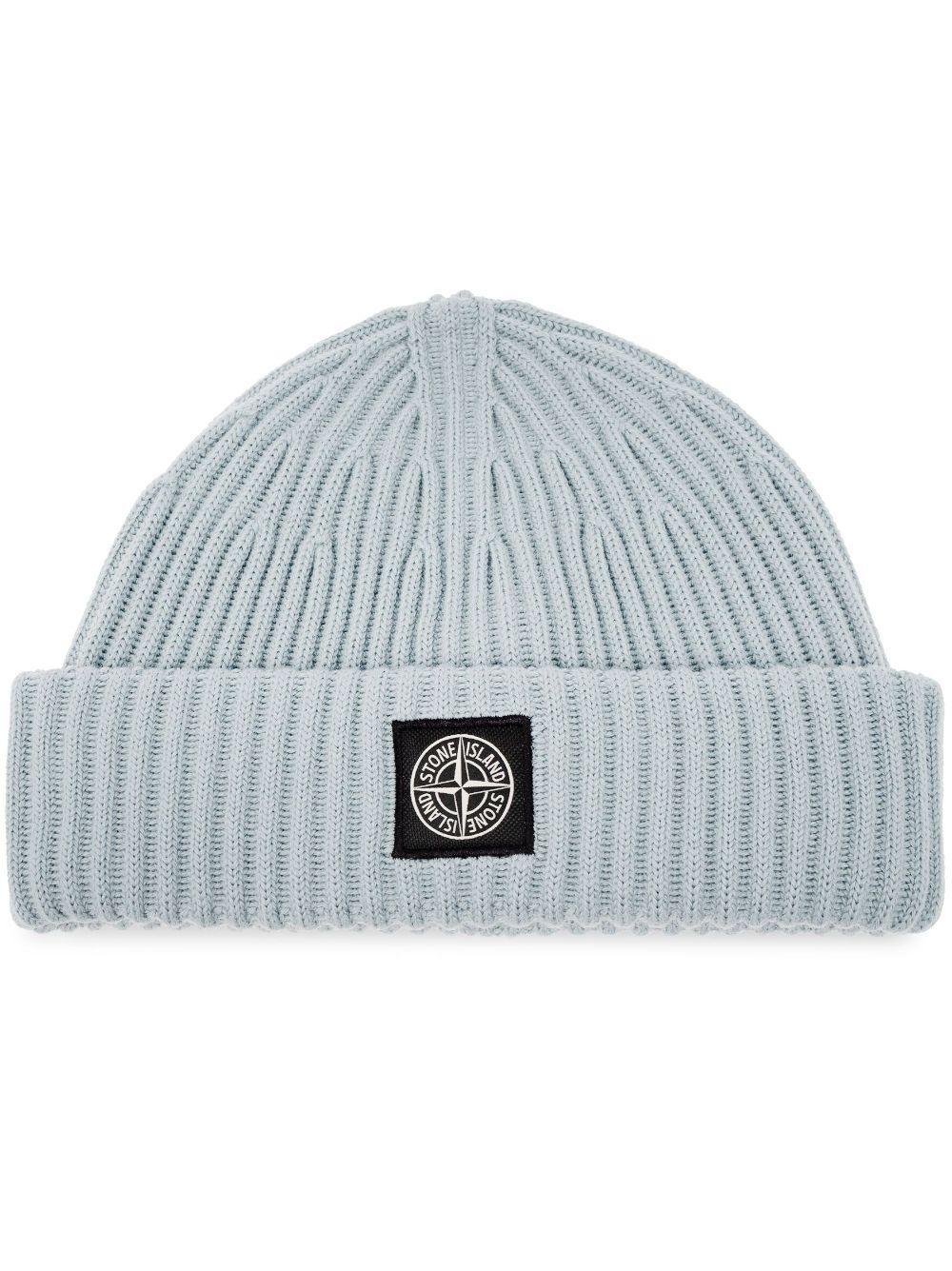 STONE ISLAND Ribbed-knit Beanie In Grey Product Image