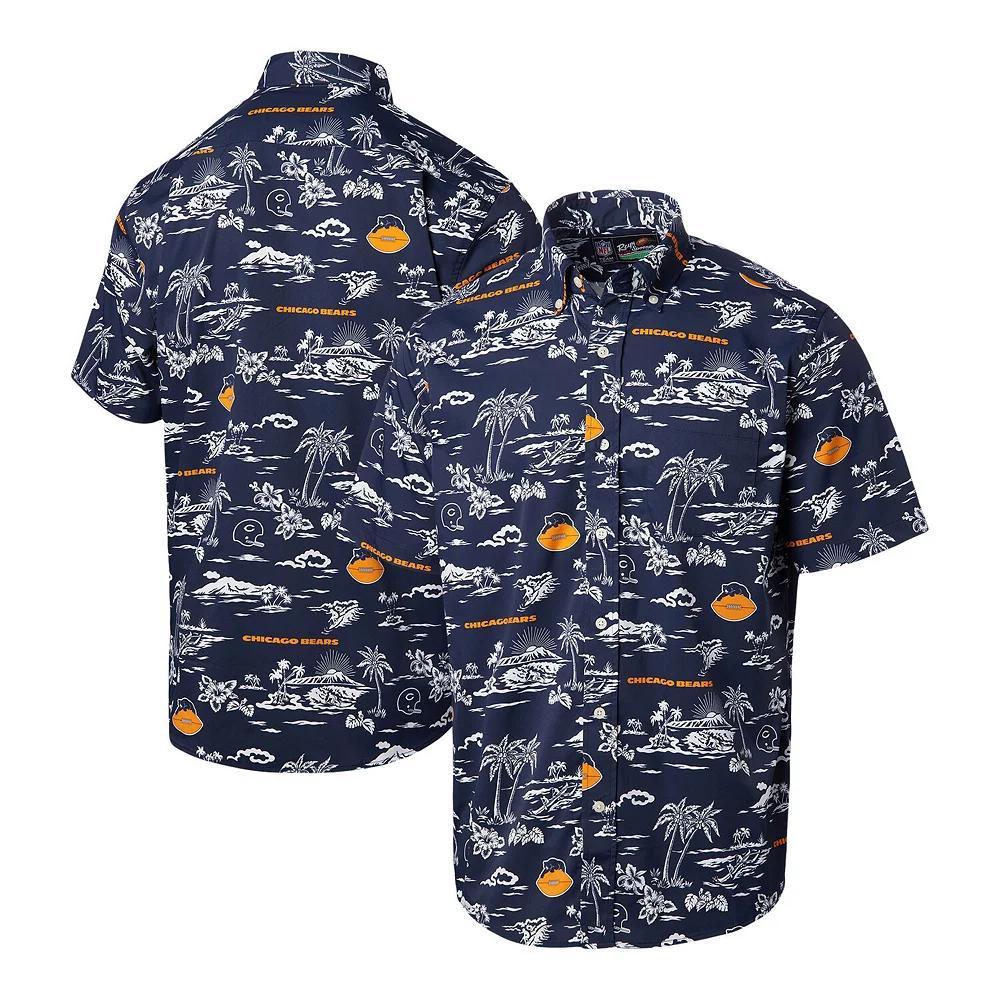 Men's Reyn Spooner Navy Chicago Bears Throwback KekaiÂ Print Button-Up Shirt,  Product Image