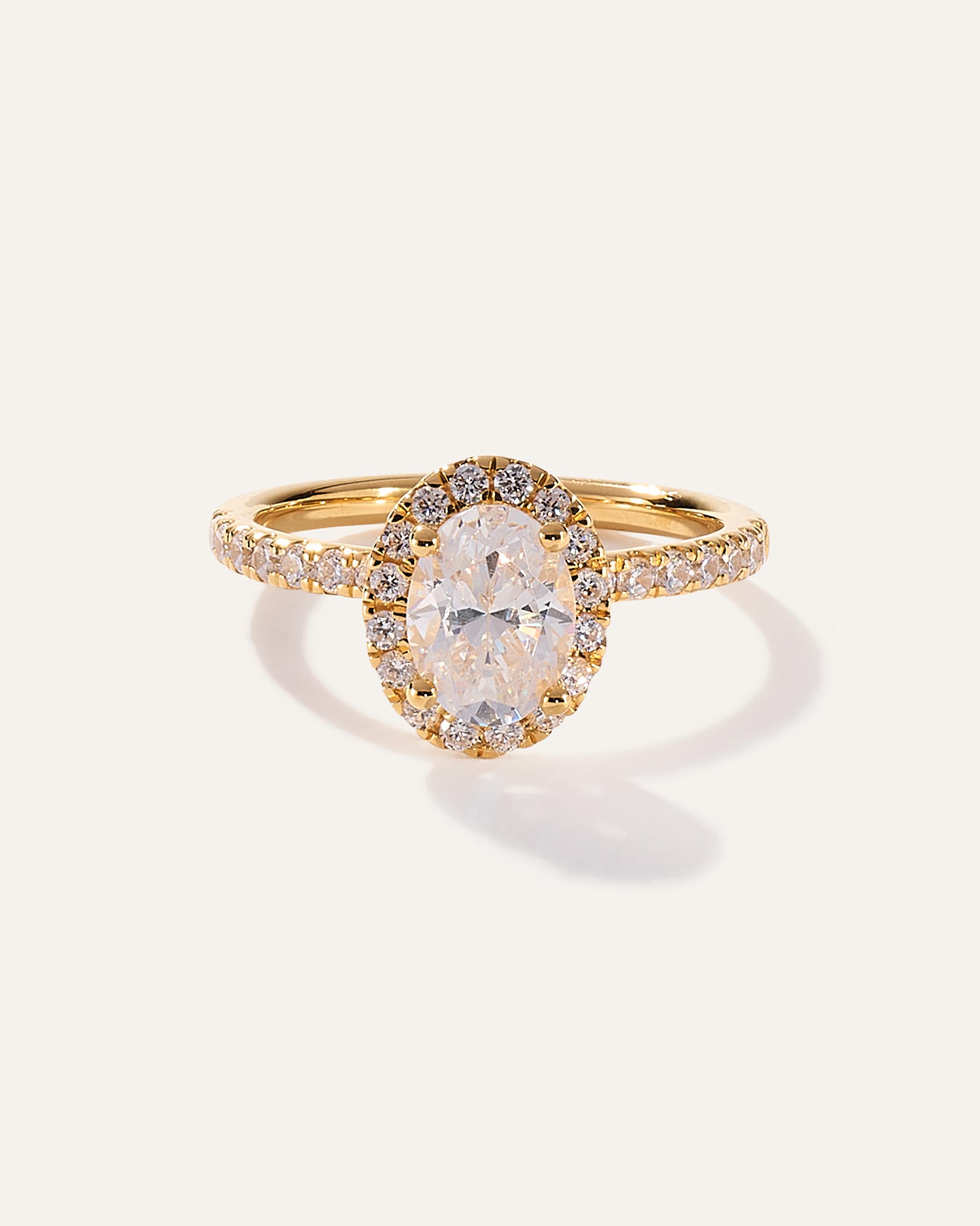 Lab Grown Diamond Oval Halo Pave Engagement Ring Product Image