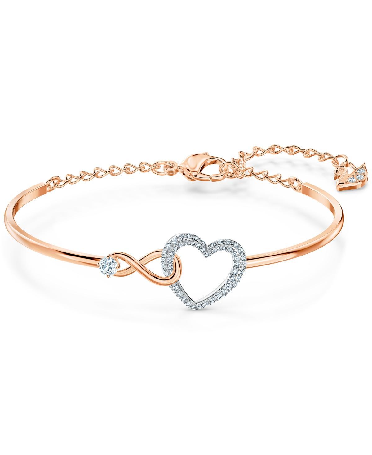 Womens Hyperbola Rose Goldplated Crystal Infinity & Heart Bangle Product Image