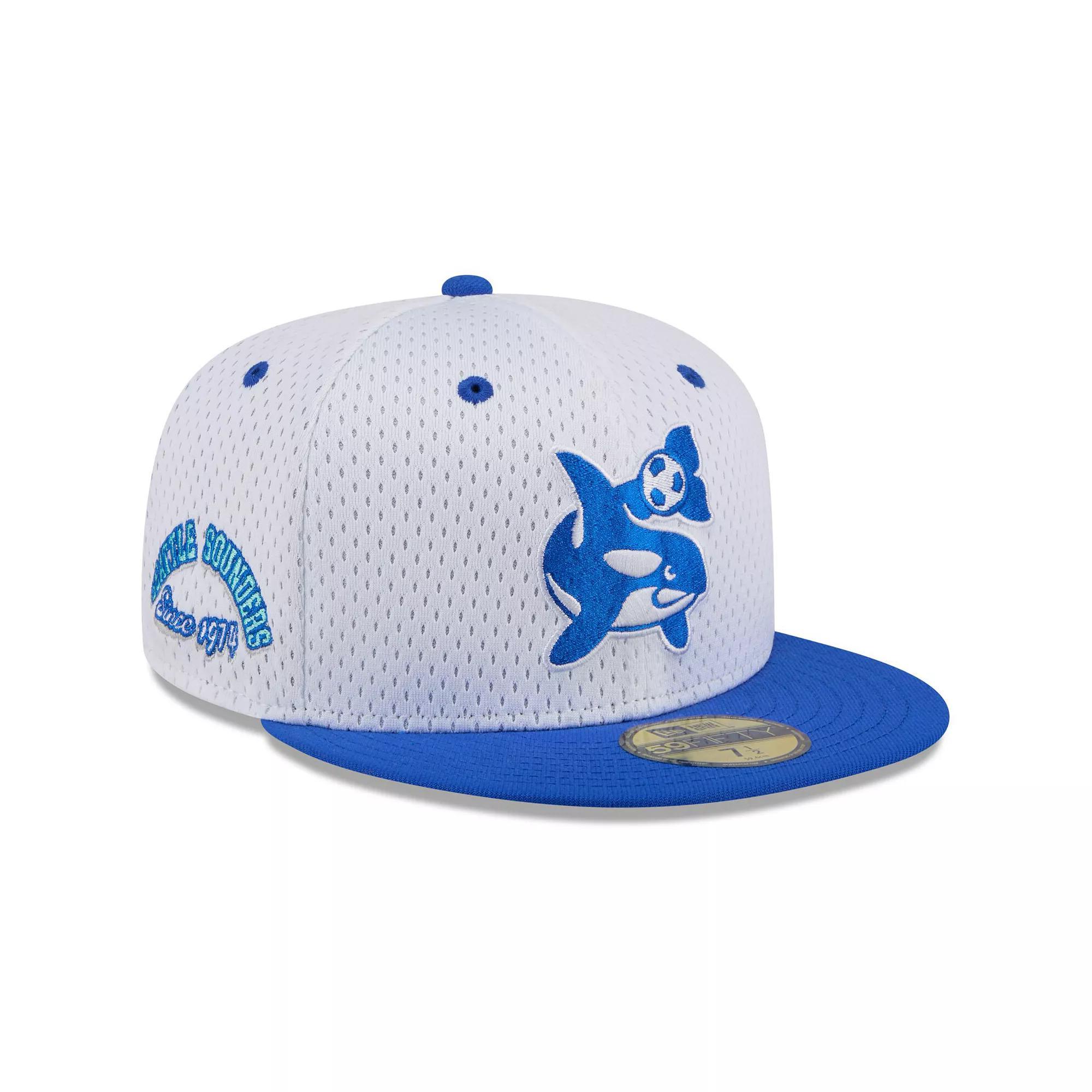 Men's New Era White Seattle Sounders FC Throwback Mesh 59FIFTY Fitted Hat, Size: 7 1/4 Product Image