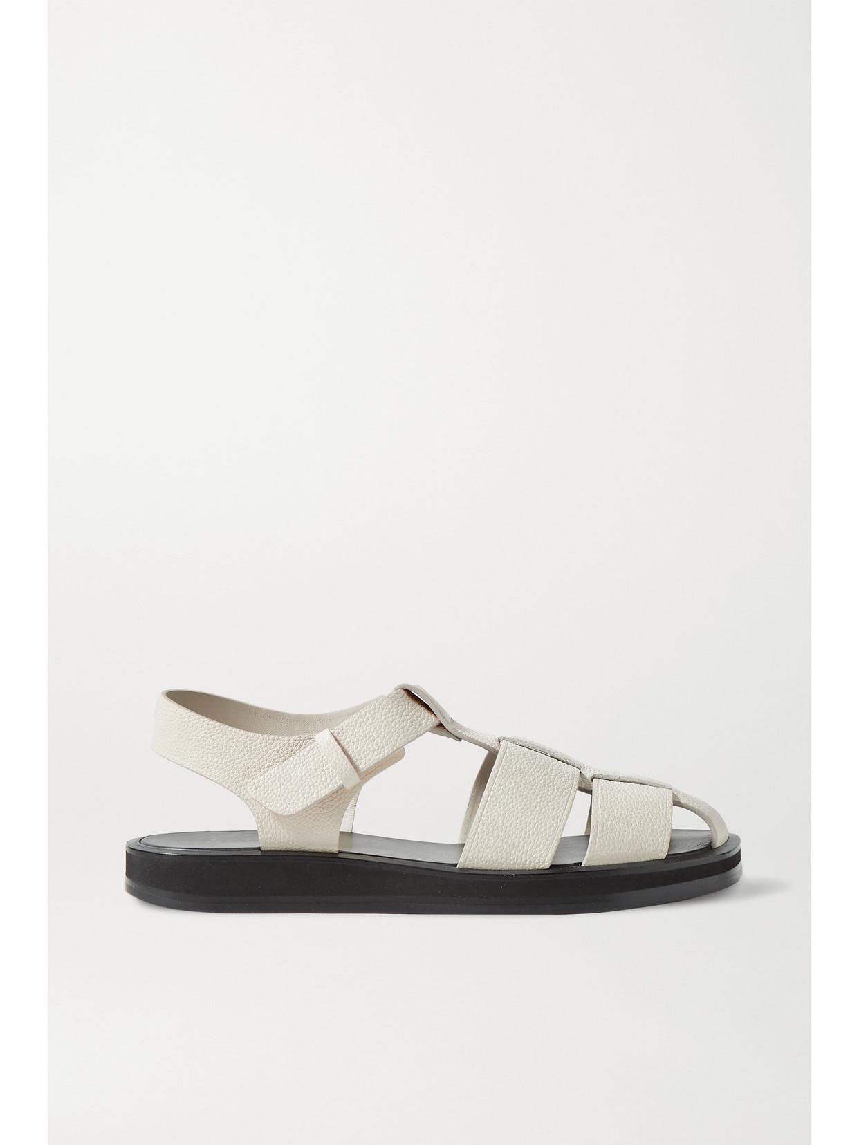 THE ROW Off-white Leather Fisherman Flat Sandals In Ivory Product Image