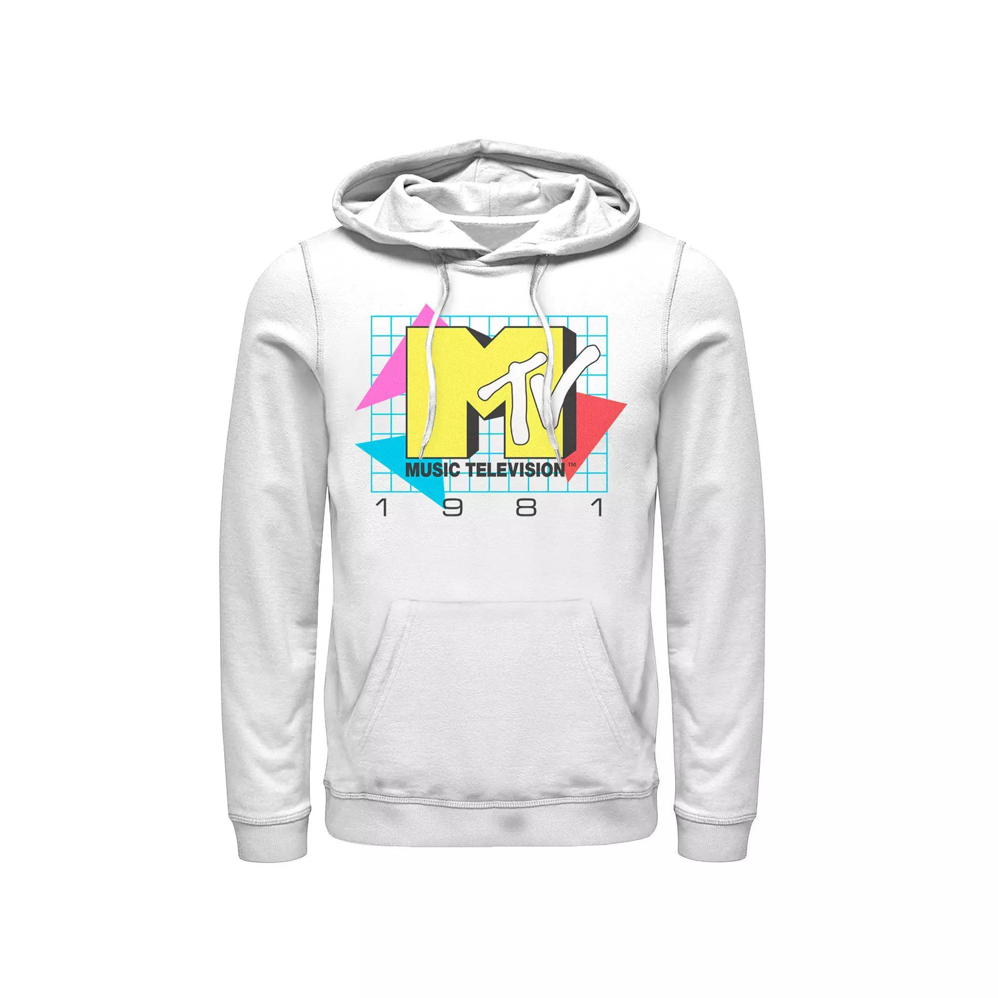 Men's MTV Music Television 1981 Logo Graphic Hoodie, Size: XXL, White Product Image