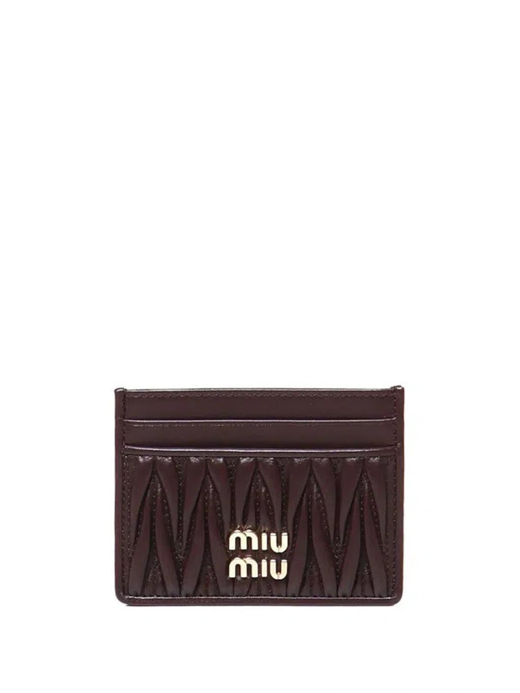 MIU MIU Matelassé Leather Card Holder In Radica Product Image