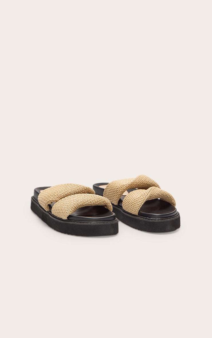 Raffia Twist Strap Round Toe Footbed Sandals Product Image