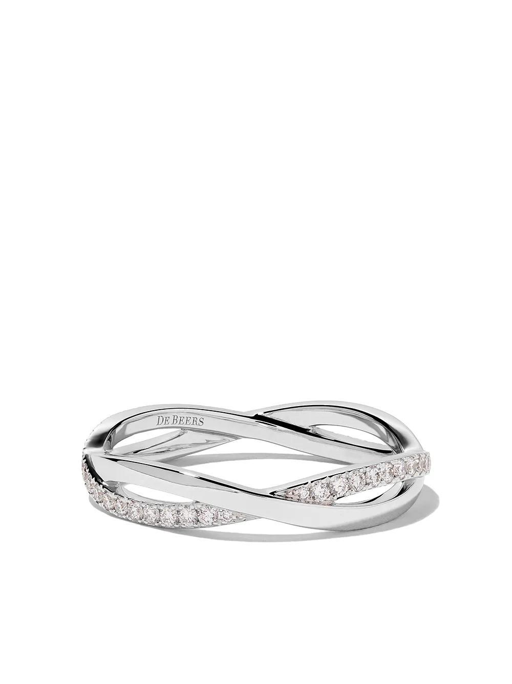 DE BEERS Women's Infinity Diamond & 18k White Gold Half Band Ring Product Image