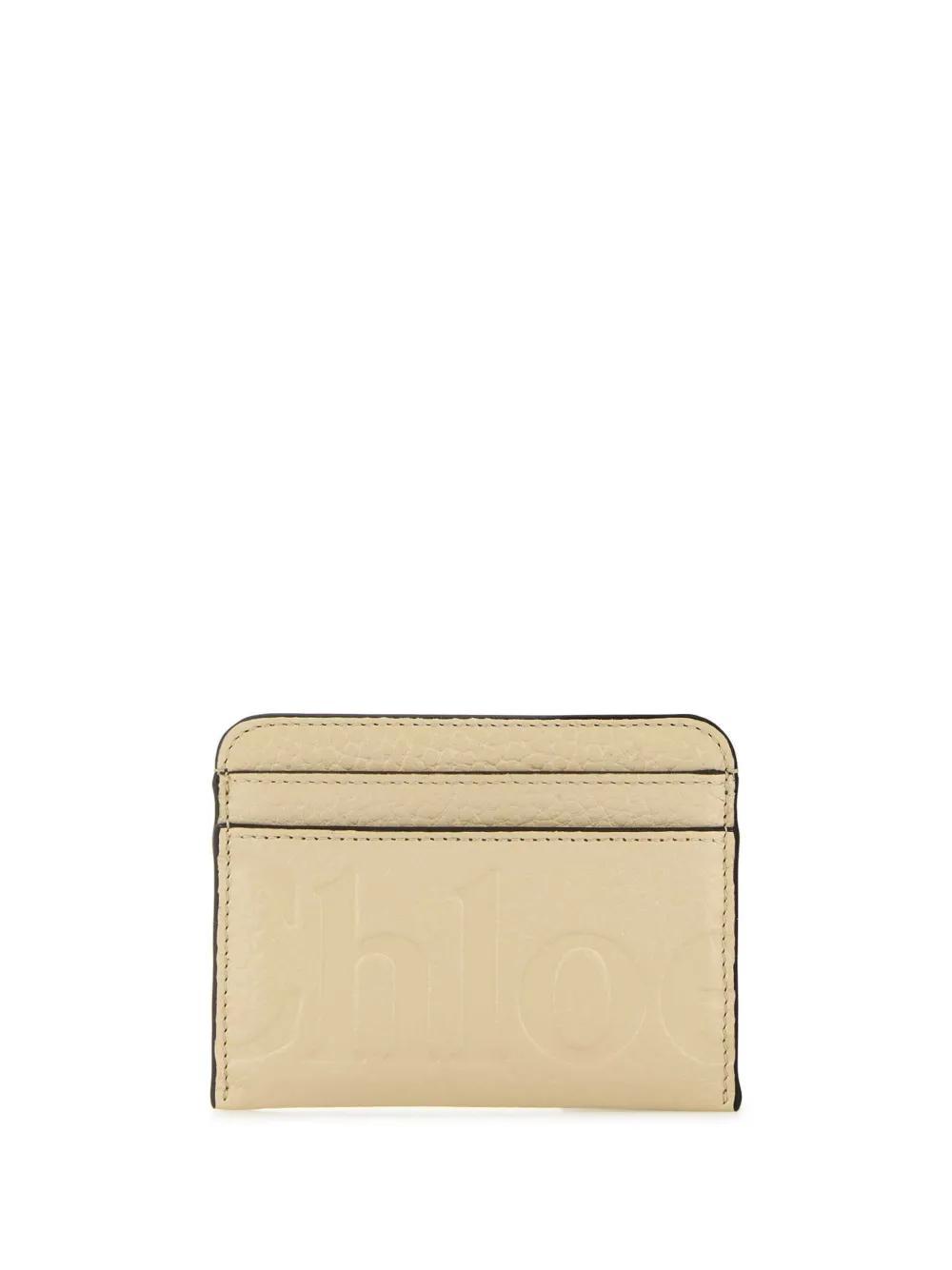 CHLOÉ Cream Leather Card Holder In Yellow Product Image