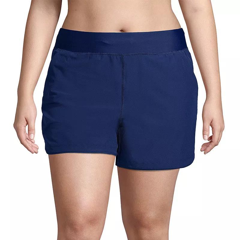 Plus Size Lands' End 5" Quick Dry Swim Shorts With Panty, Women's, Size: 22 W, Deep  Blue Product Image