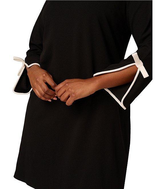 Adrianna Papell Plus Size Crepe Long Sleeve Bow Sheath Dress Product Image