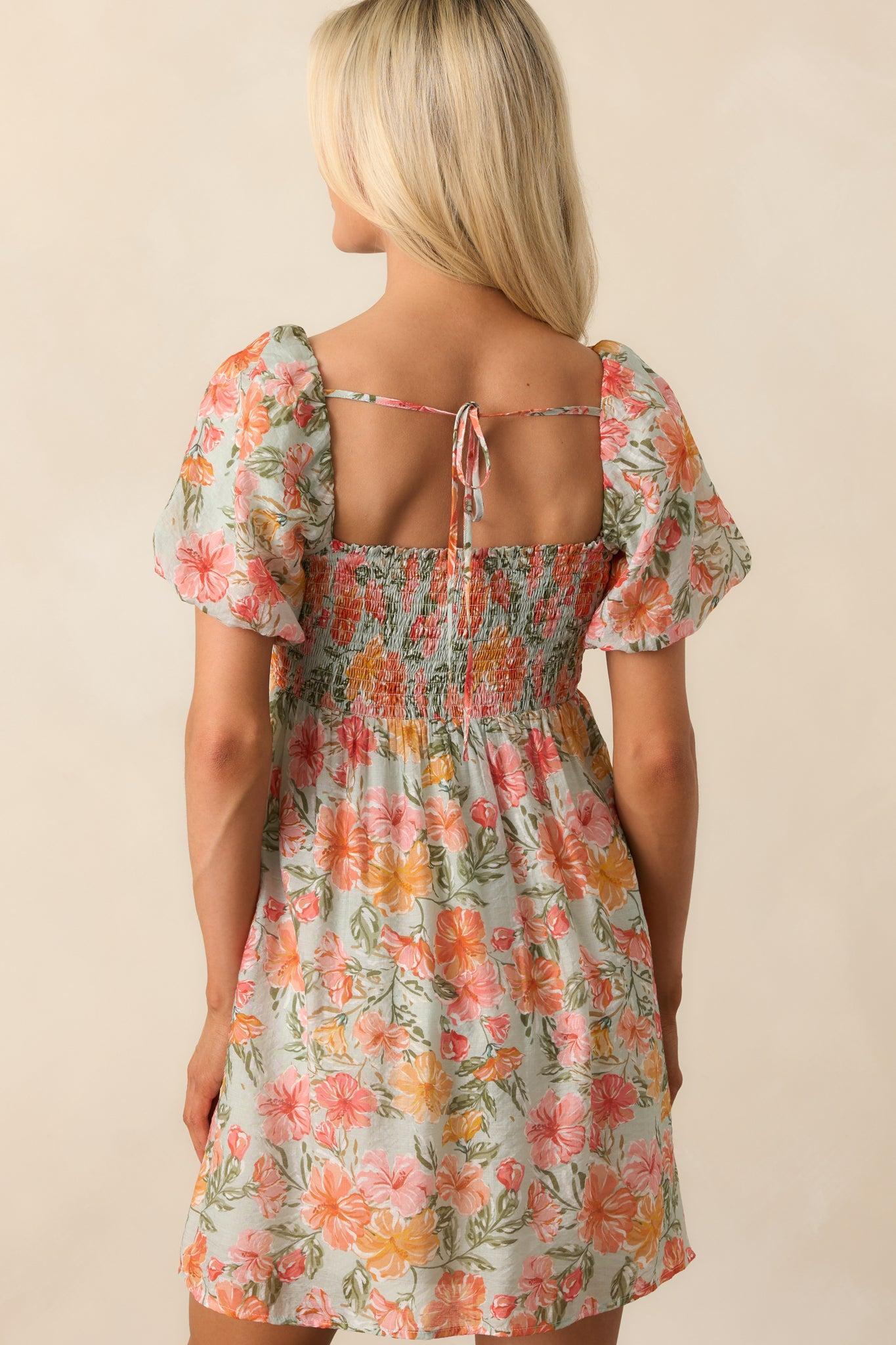 MINKPINK Lorelei Coral Ruched Mini Dress Product Image