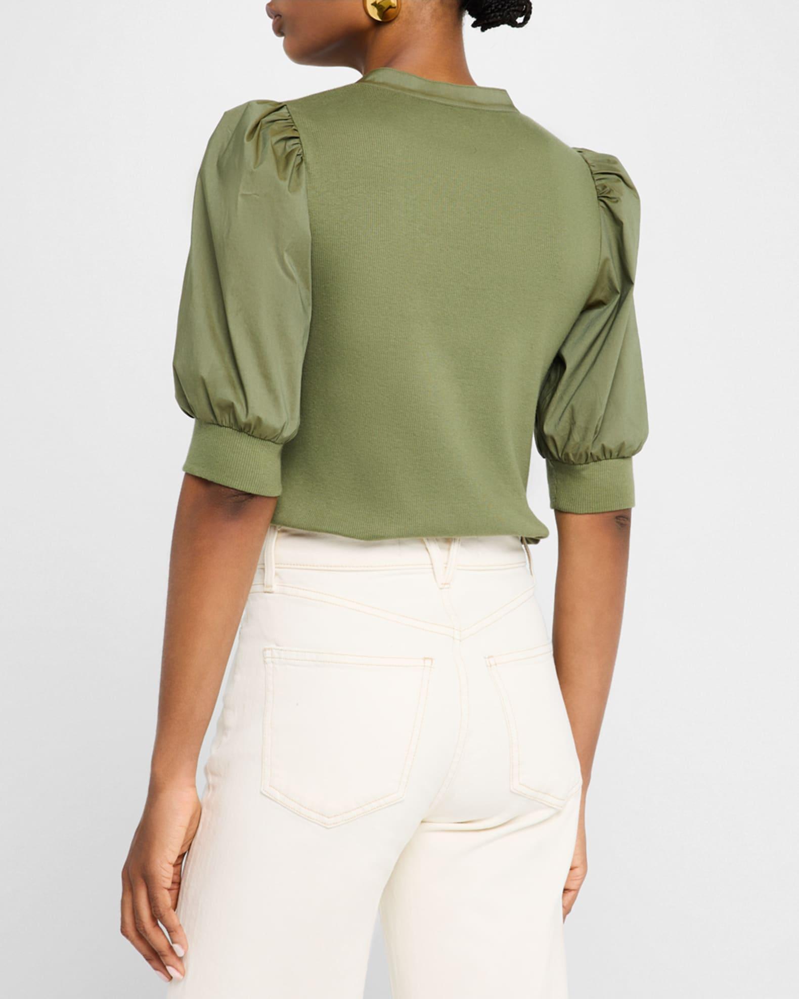 Coralee Puff Sleeve Button-Front Top Product Image