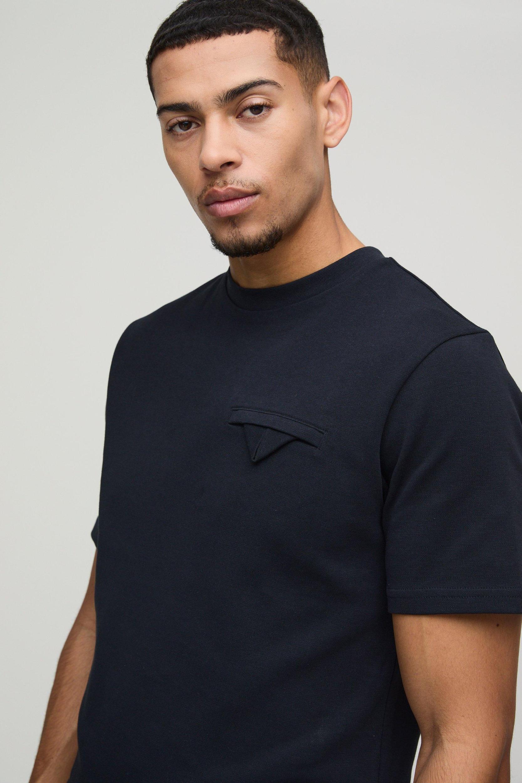 Heavyweight Pocket Detail Interlock Boxy T-Shirt | boohooMAN USA Product Image