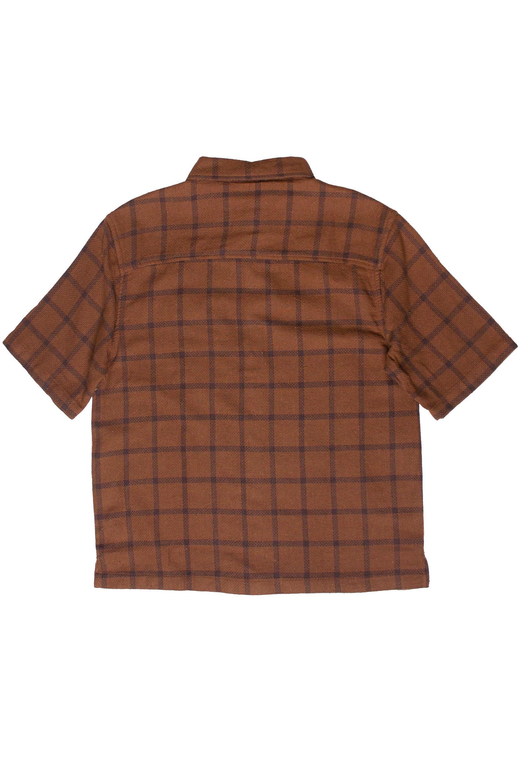 Brown Check Woven Knit Button Up Shirt Product Image