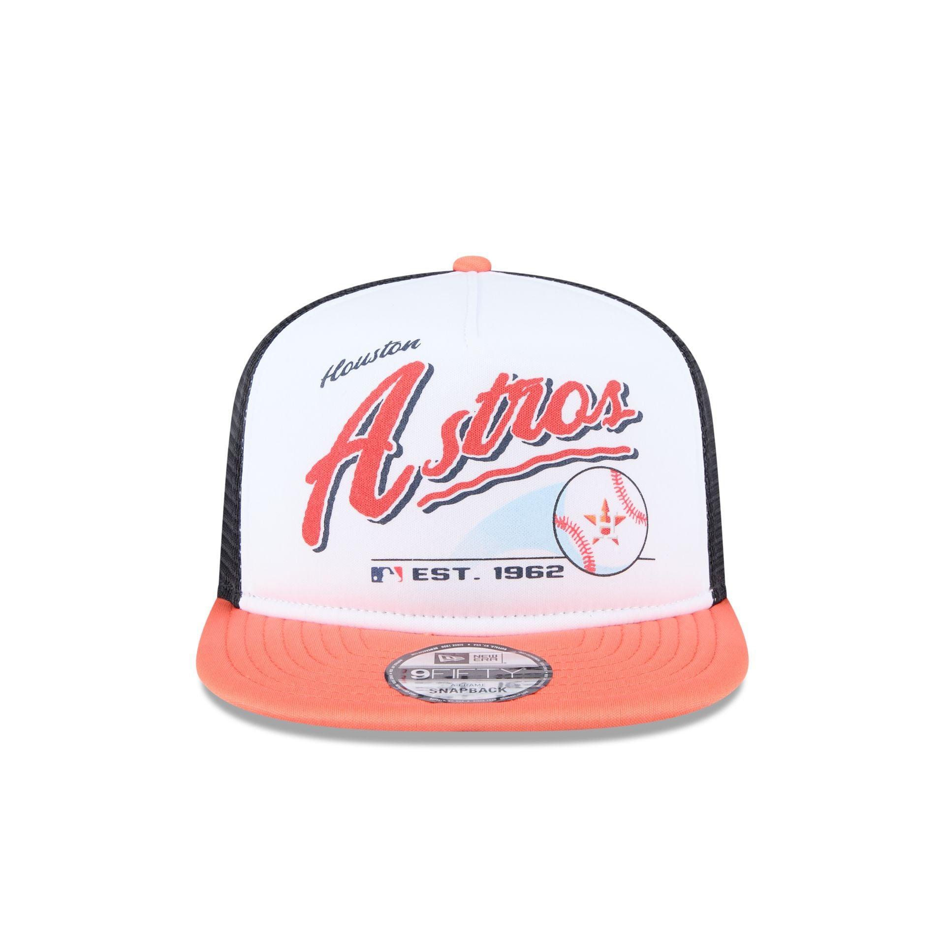 Houston Astros Retro Script 9FIFTY A-Frame Trucker Hat Male Product Image