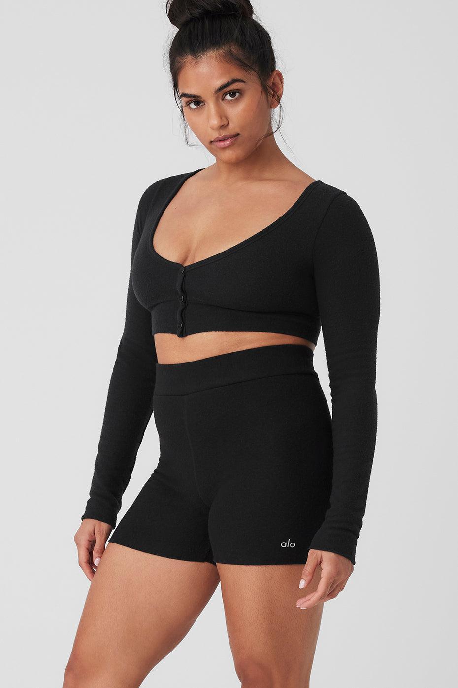 Alolux Cropped Me Time Cardigan - Black Female Product Image