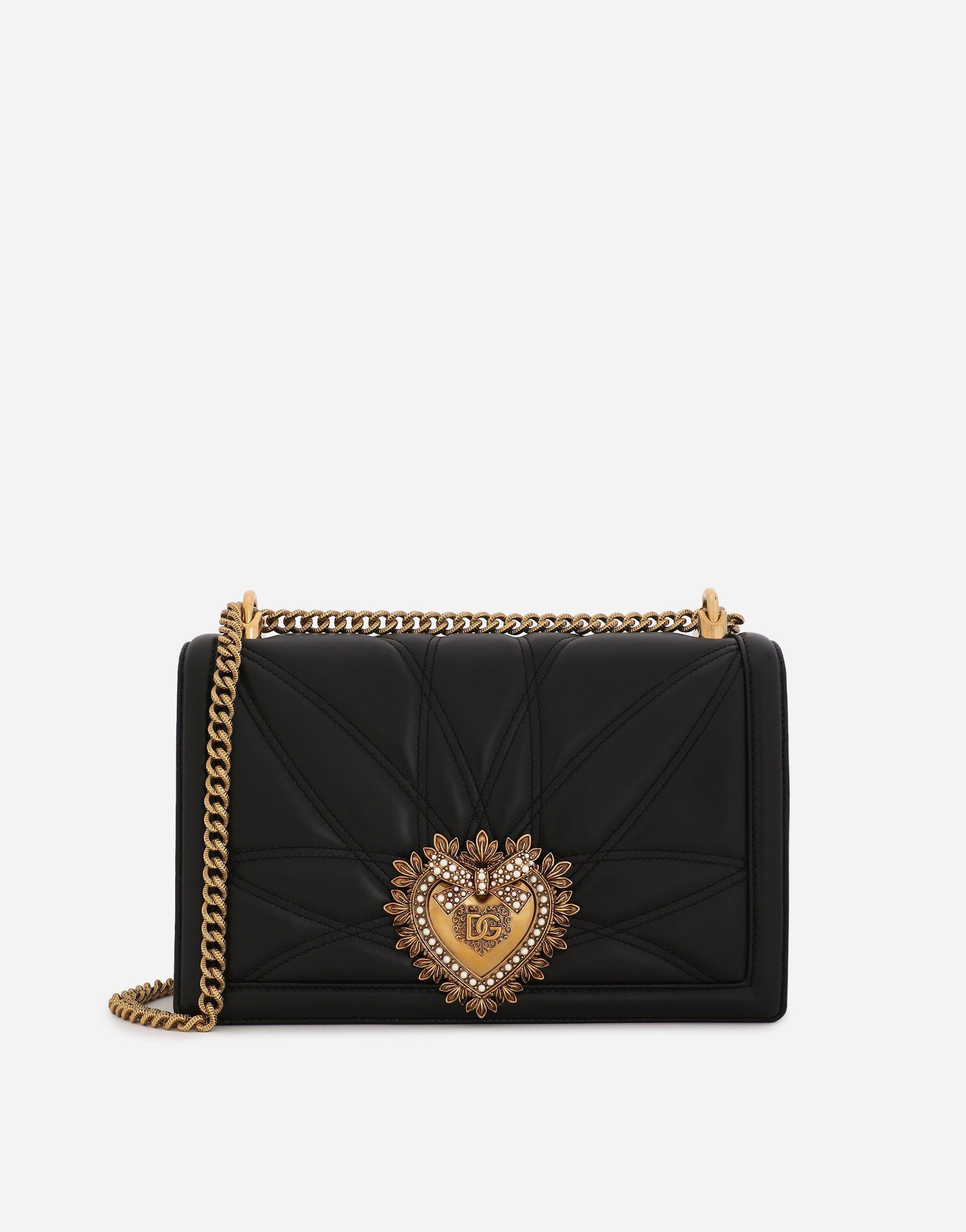 DOLCE & GABBANA Large Devotion Bag In Quilted Nappa Leather In Black Product Image